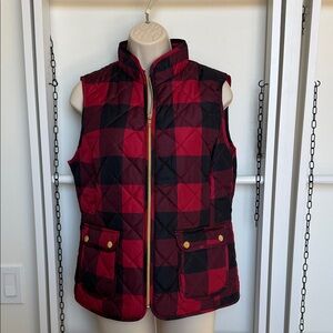 St. John's Bay Red and Black Plaid Vest